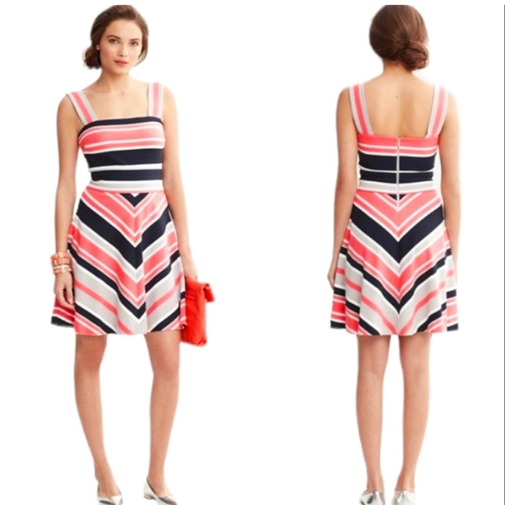 Banana Republic Molly Collection Nacvy, White, Grey & Pink Striped Dress, Size 4